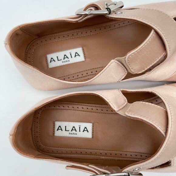 ALAIA | Criss Cross Satin Ballet Flat in Nude Baby Pink w/ Box 36 - Picture 13 of 16